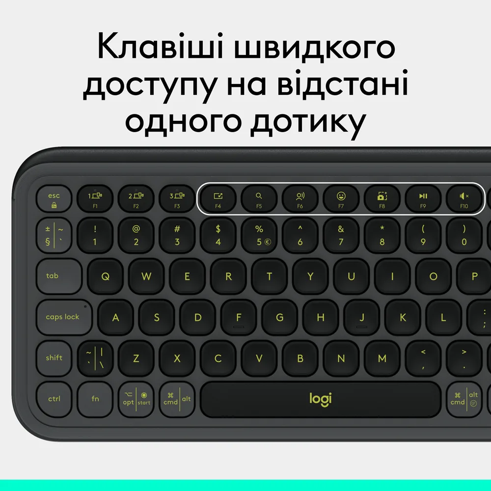 Клавіатура Logitech Мембранна Bluetooth 324,5х136,9 мм Сіра