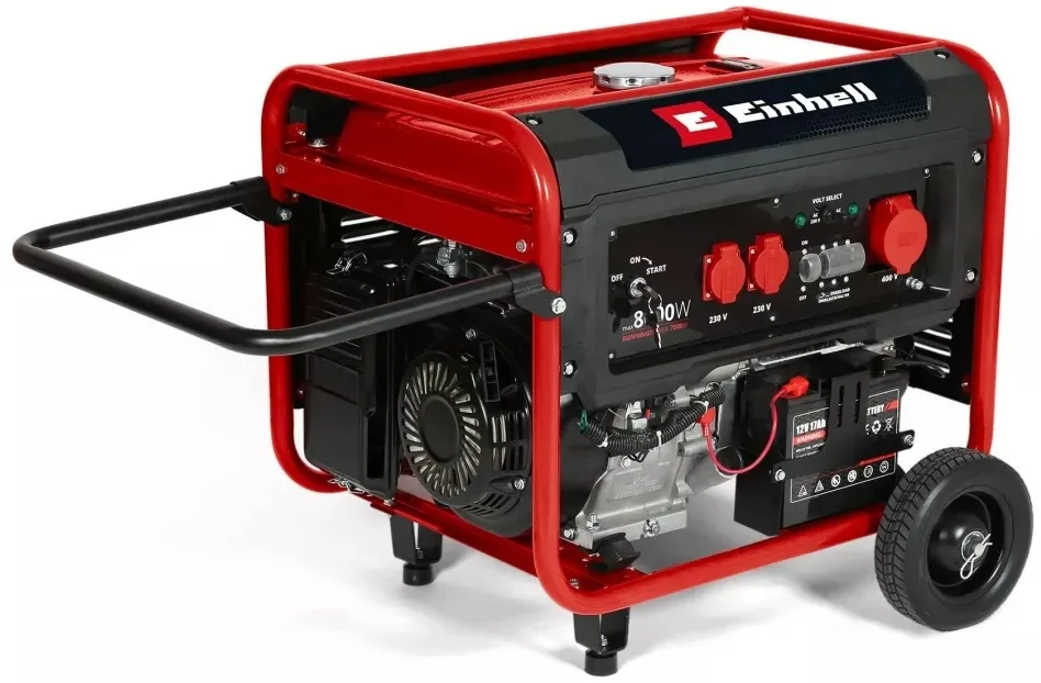 Бензиновий генератор Einhell TC-PG 8000, 230В/400В, 3.3/8.0кВт, електричний стартер, AVR, об'єм бака 25л, вага 96.74кг.