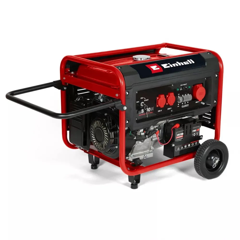 Бензиновий генератор Einhell TC-PG 8000, 230В/400В, 3.3/8.0кВт, електричний стартер, AVR, об'єм бака 25л, вага 96.74кг.