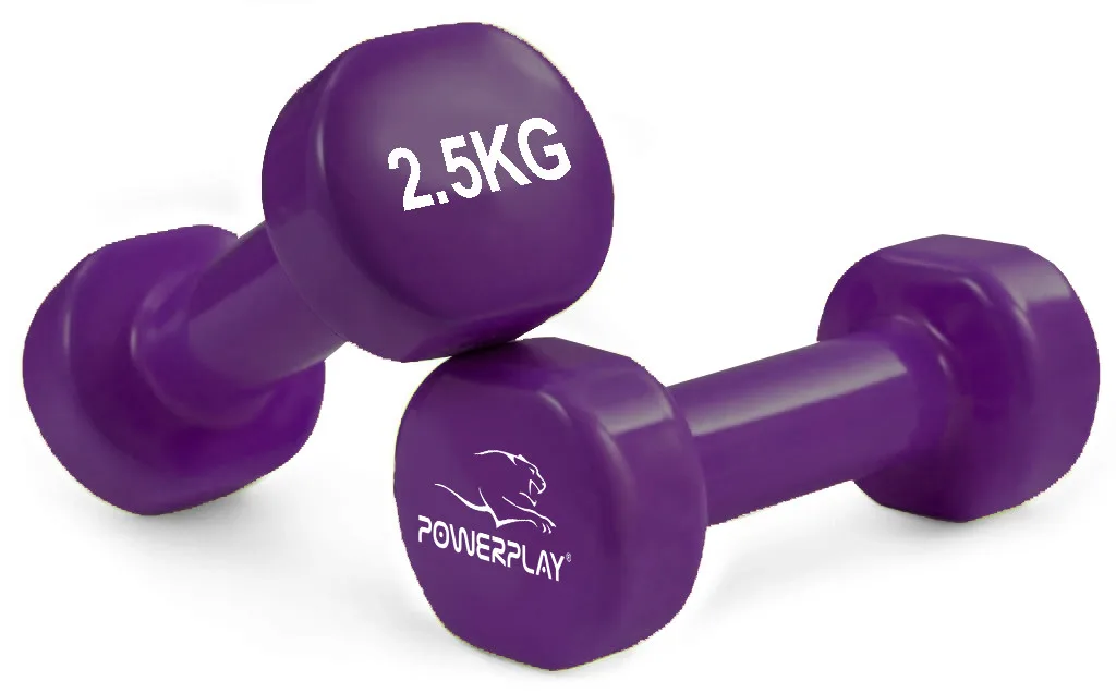 Гантелі вінілові Active Point 2,5 кг Помаранчеві комплект 2 шт + Резинка для фітнесу 7,5 кг