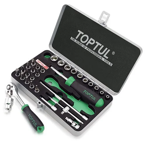 Набір головок з тріскачкою 1/4" 31од метал Toptul