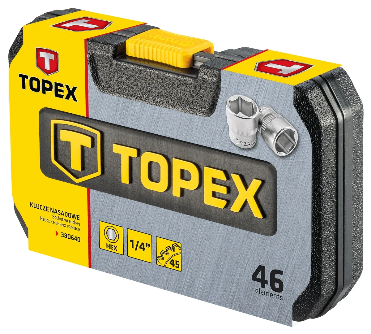 Набір інструментів TOPEX, набір торцевих головок 1/4", CrV, 46шт
