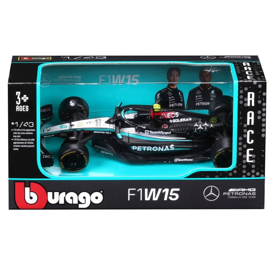 Колекційна автомобільна модель Bburago металева 1:43 Mercedes-AMG F1 W15 Performance чорна