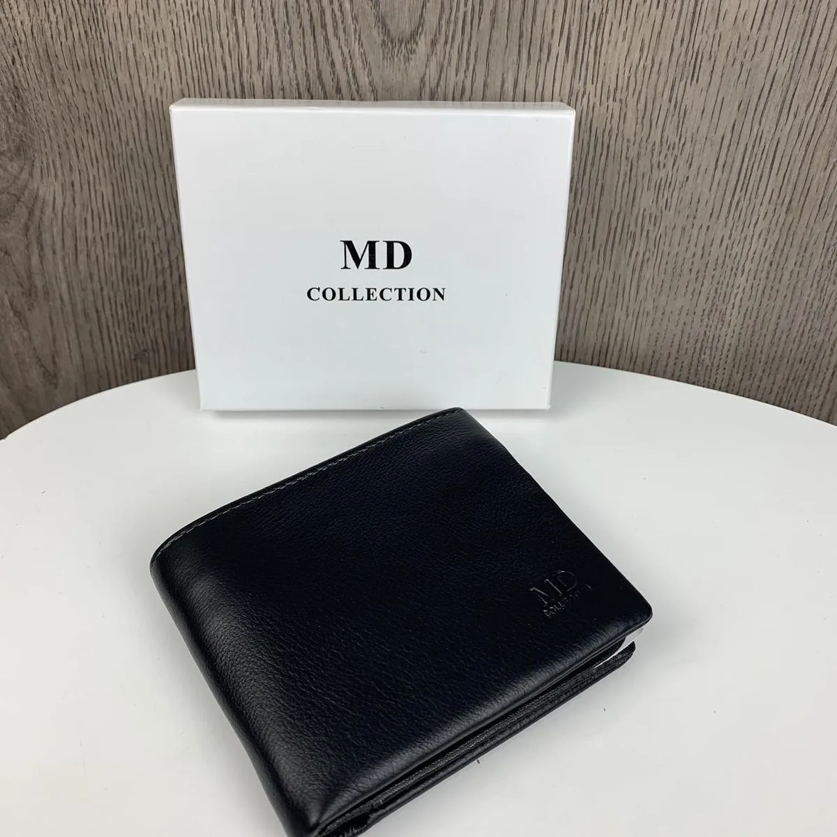 Чоловічий шкіряний гаманець портмоне MD на магнітах 12х10х2,5 см натуральна шкіра чорний