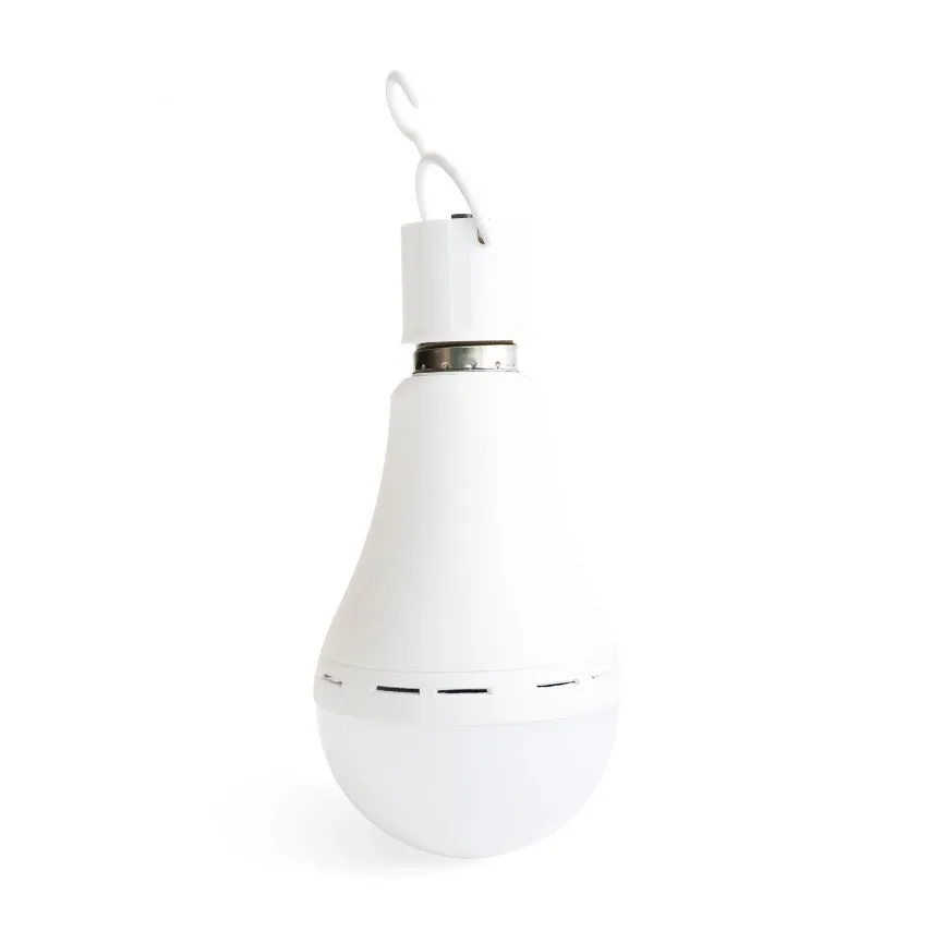LED лампа 12W E27 6500K біла пластикова з зарядкою та гачком 1200mAh