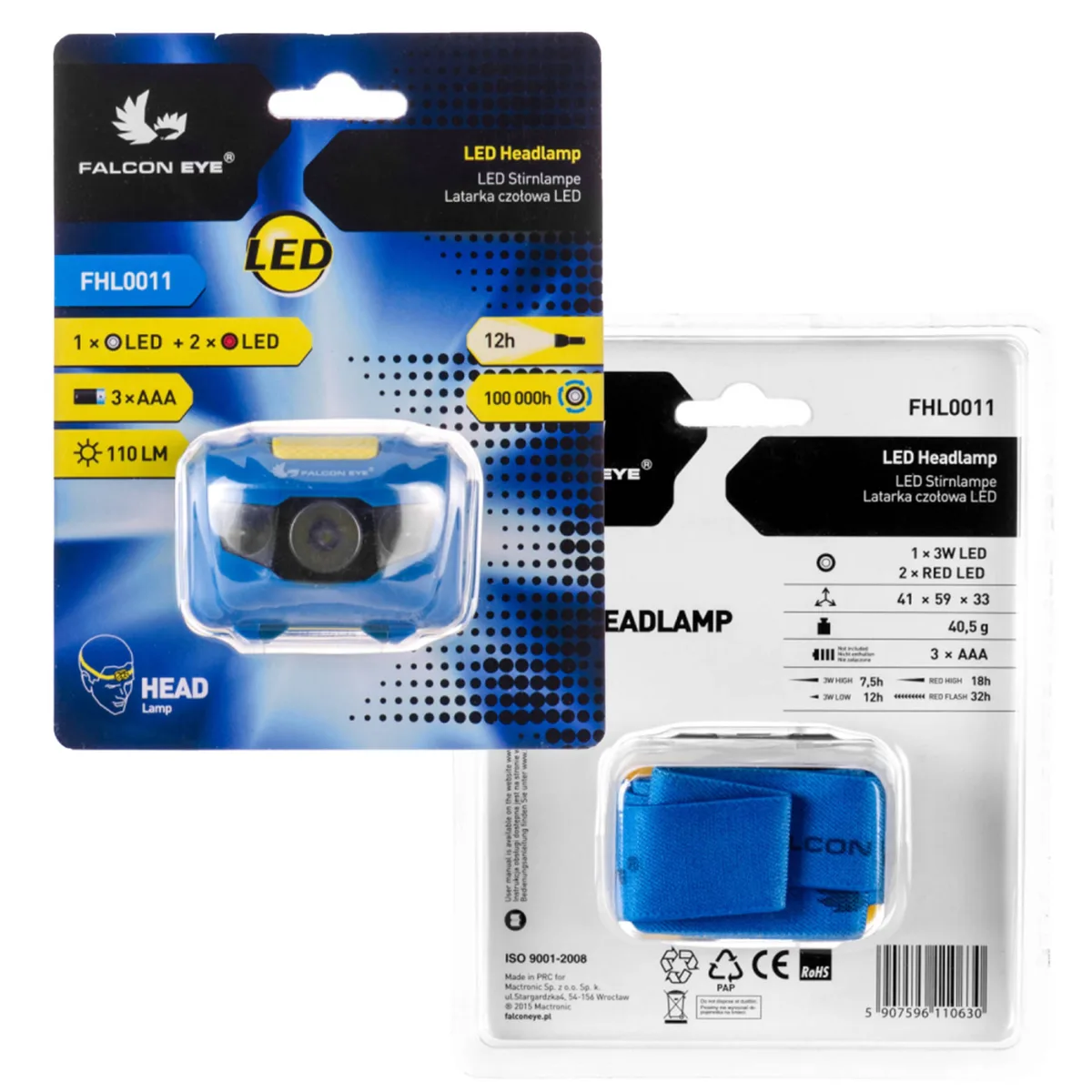 Ліхтар налобний Falcon Eye 110 Лм 59х41х33 мм Білий Червоний