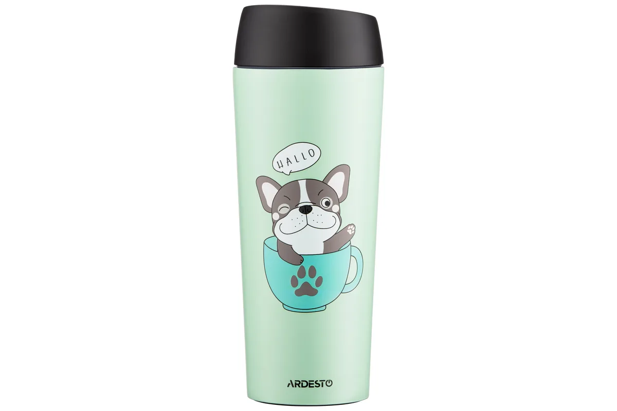 Термос-кружка ARDESTO Coffee time Frenchie, 450 мл, нержавіюча сталь, зелена.