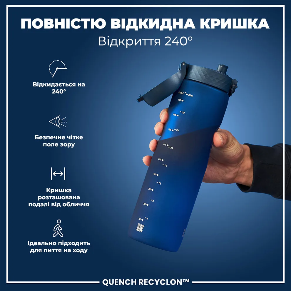 Пляшка для води ION8 Recyclon 1000 мл Синя