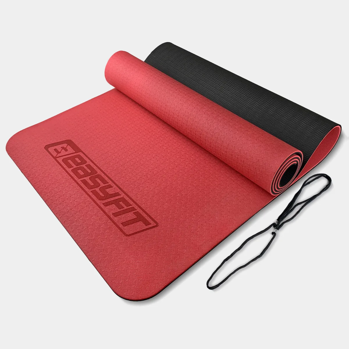 Коврик для йоги EasyFit TPE TC 6 мм двухслойный красный черный