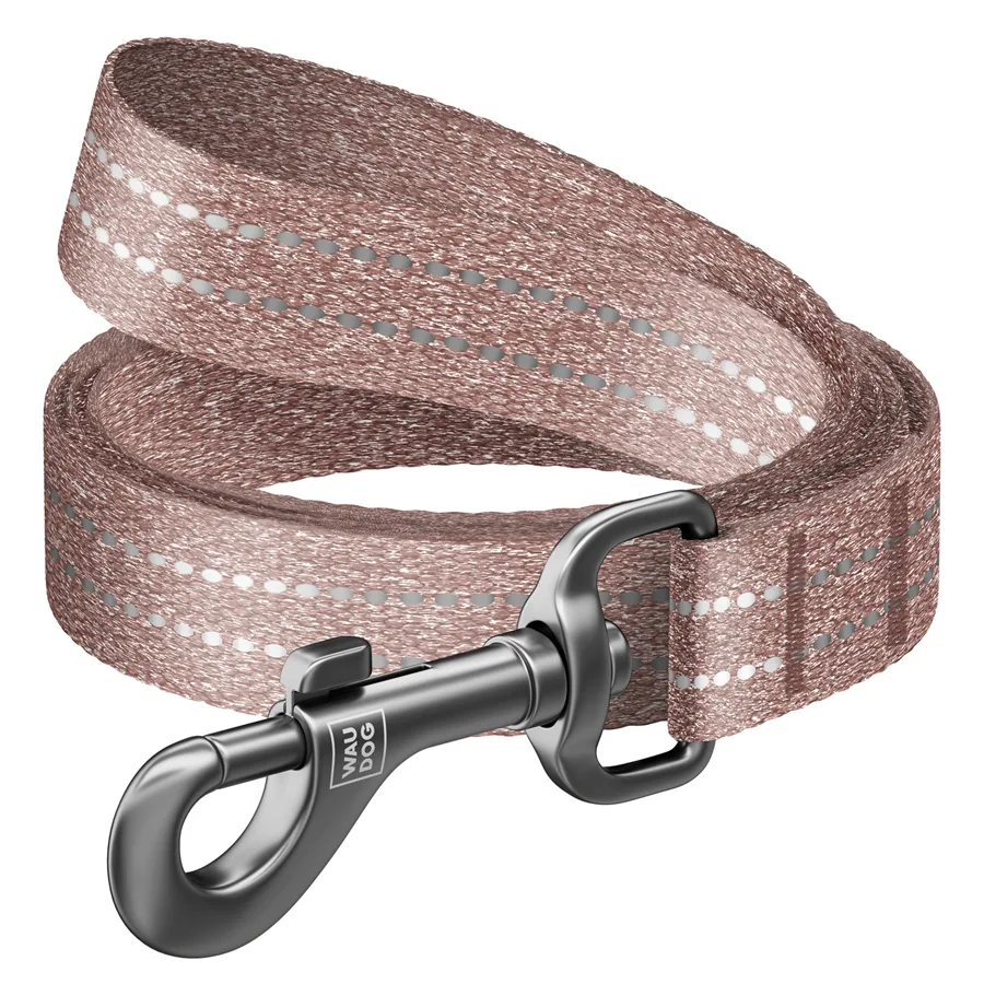 Повідець WAUDOG Re-cotton 200x2,5 см світловідбиваючий відновлена бавовна L-XL коричневий