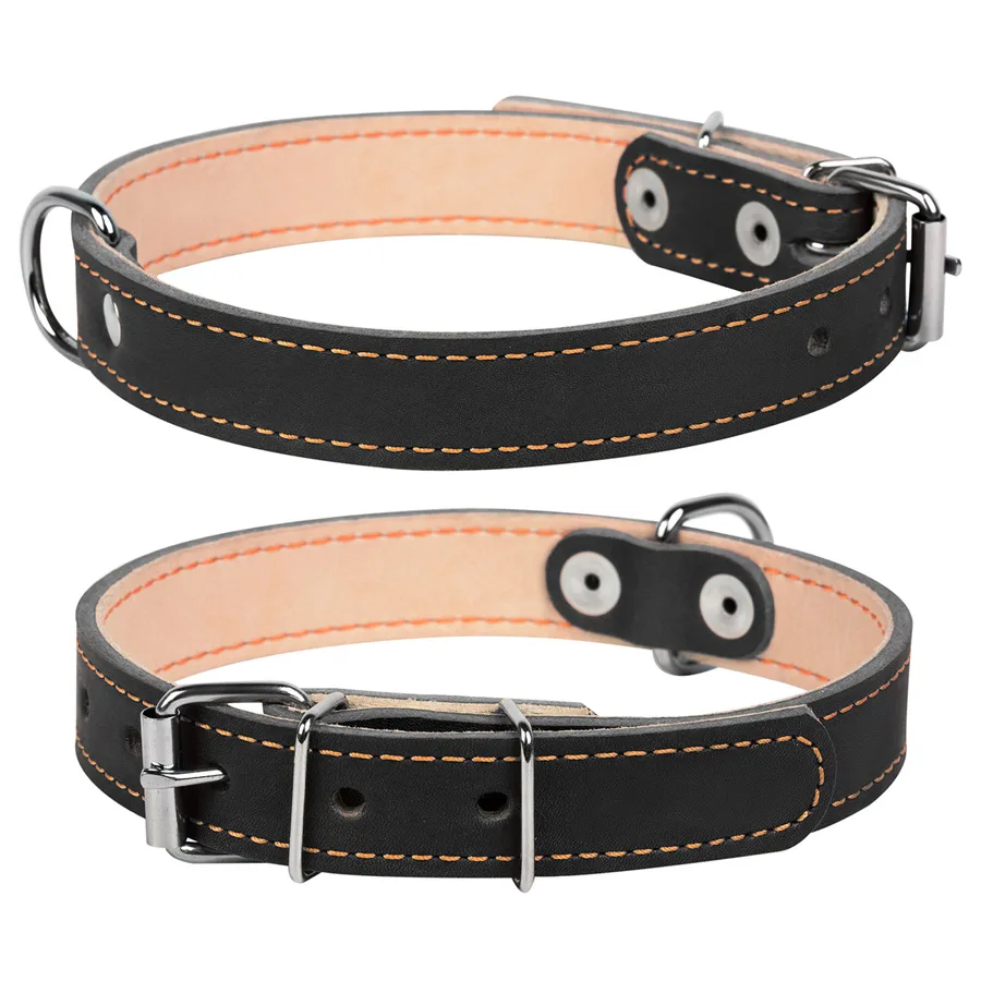 Нашийник CoLLaR подвійний 14 мм шкіряний XS 27-35 см чорний