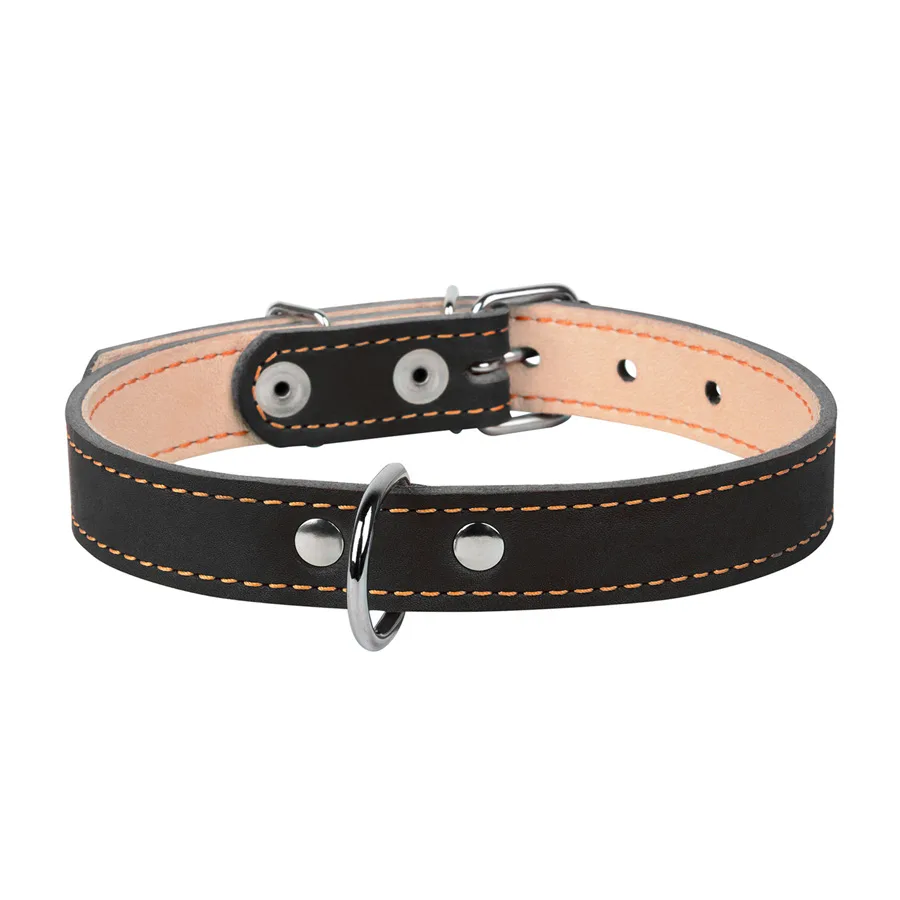 Нашийник CoLLaR подвійний 14 мм шкіряний XS 27-35 см чорний