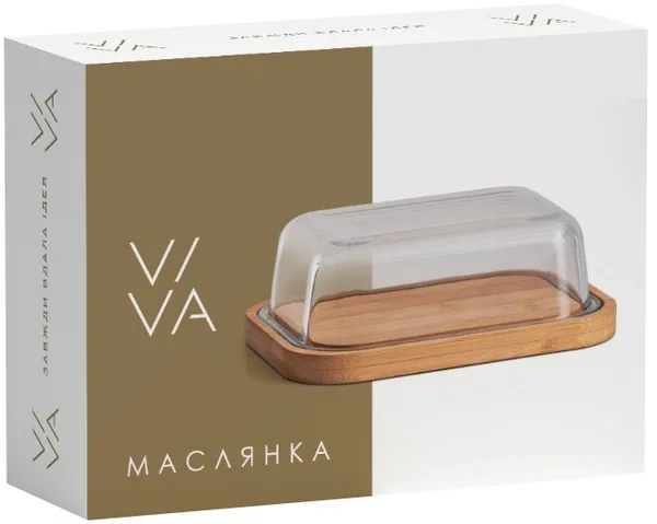 Маслянка Viva Bamboo скляна 18,5х14х6,3 см з кришкою