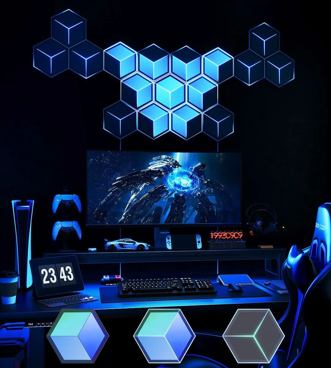 Набір настінних світильників Govee H606A Glide Hexagon Light, 7шт, RGBIC, WI-FI/Bluetooth, білий