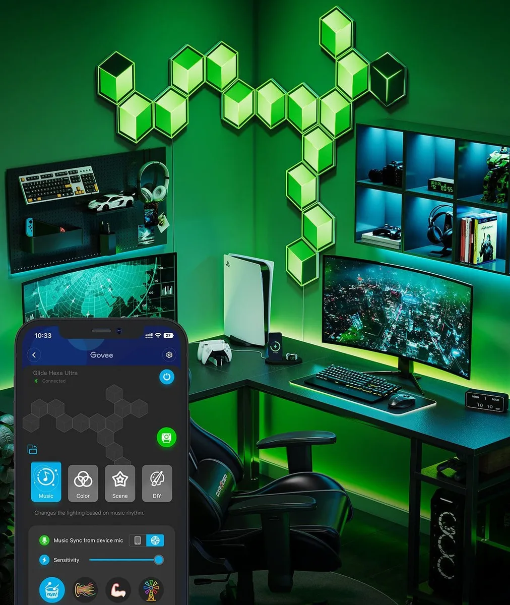 Набір настінних світильників Govee H606A Glide Hexagon Light, 7шт, RGBIC, WI-FI/Bluetooth, білий
