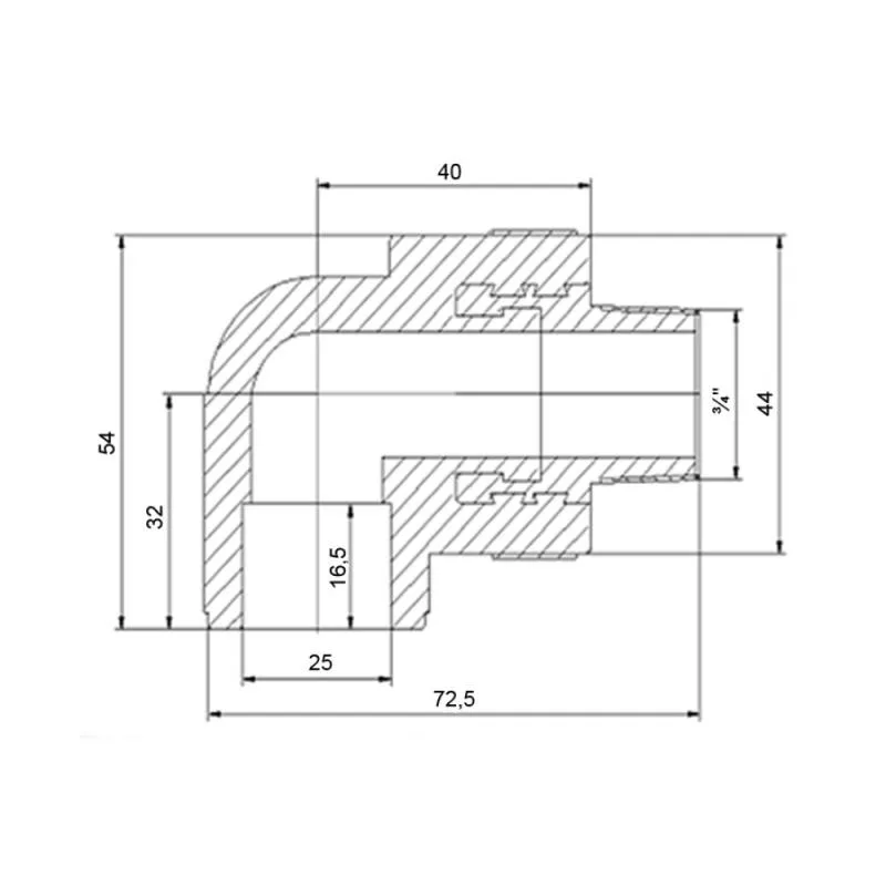 Кутник PPR 25x3/4" Сірий Поліпропілен Латунь