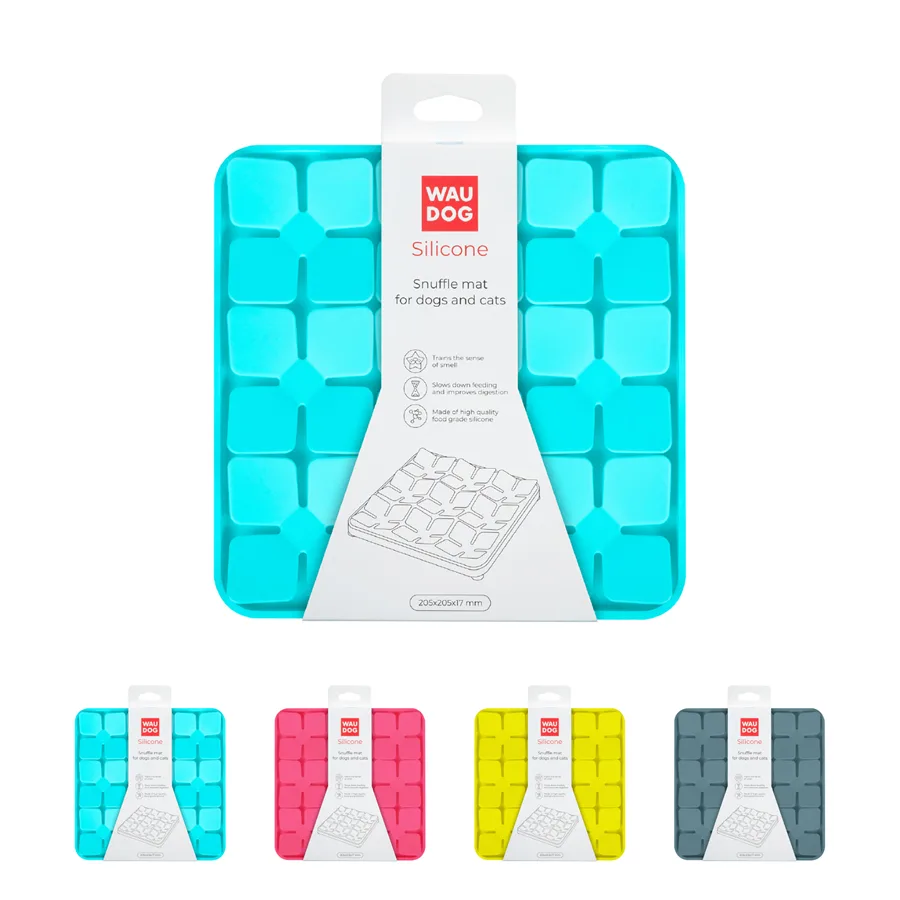 Килимок для пошуку корму WAUDOG Silicone 20,5х20,5х1,7 см силіконовий блакитний