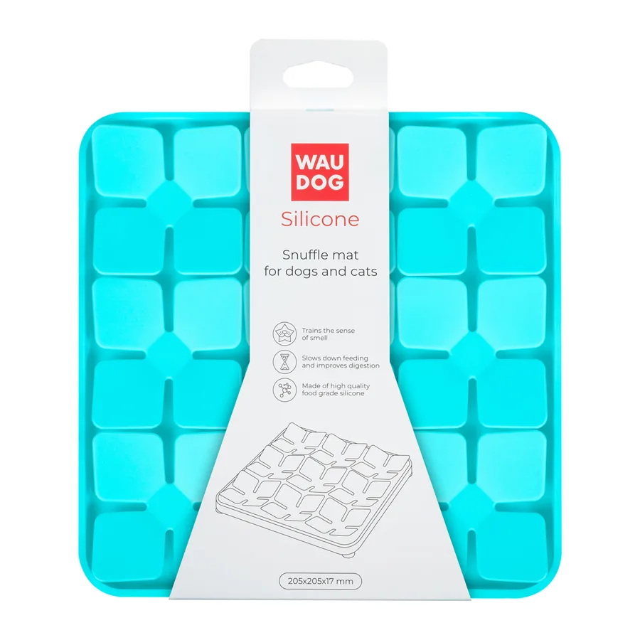 Килимок для пошуку корму WAUDOG Silicone 20,5х20,5х1,7 см силіконовий блакитний