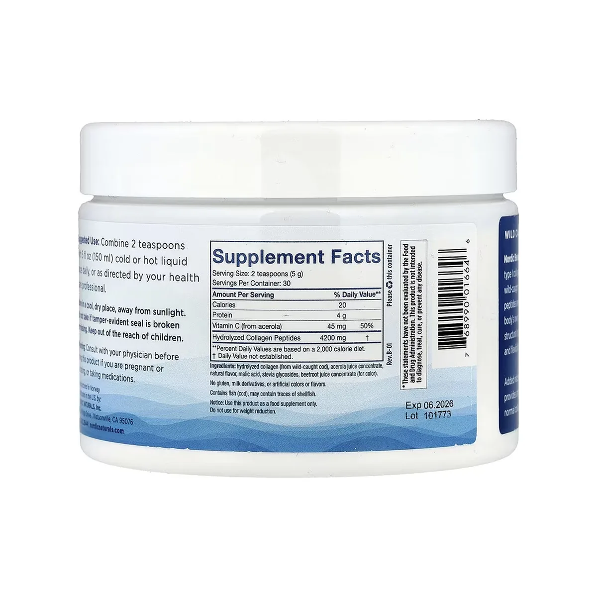 Морской коллаген Nordic Naturals 150 г клубничный вкус биоактивные пептиды