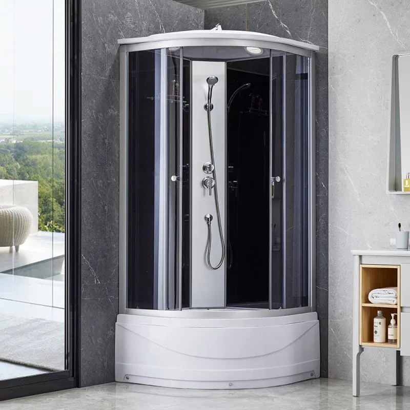 Душовий бокс Lidz Tani SB90x90.SAT.HIGH.GR з вбудованим сидінням 90x90 см тоноване скло чорний
