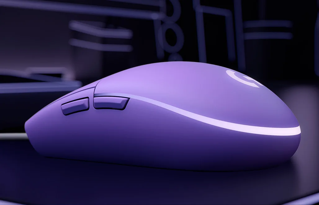 Миша Logitech Провода Оптическая Средняя 8000 dpi Лиловая