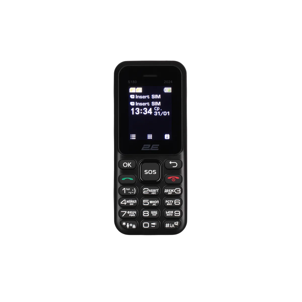 Мобільний телефон 2E S180 2024 1.77" 2SIM, 600мА•год, чорний