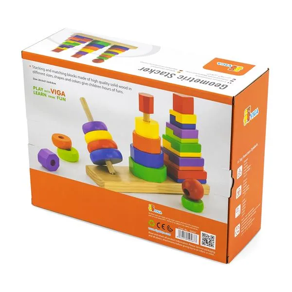 Набір дерев'яних пірамідок Viga Toys 29х10х22 см кольорові блоки