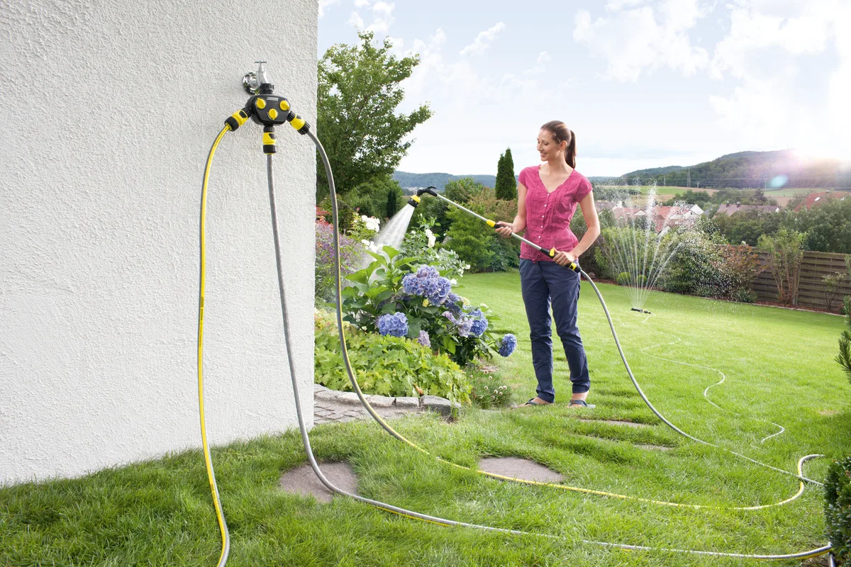 Розподільник для поливу Karcher, 3/4", 1", трьохканальний розподільник води.