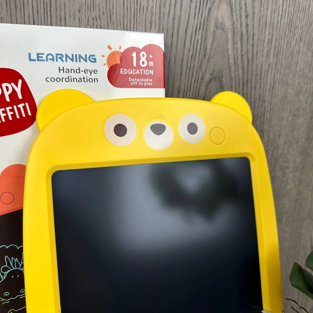 Дитячий LCD планшет для малювання 12 дюймів жовтий пластик Ведмідь 30х19 см