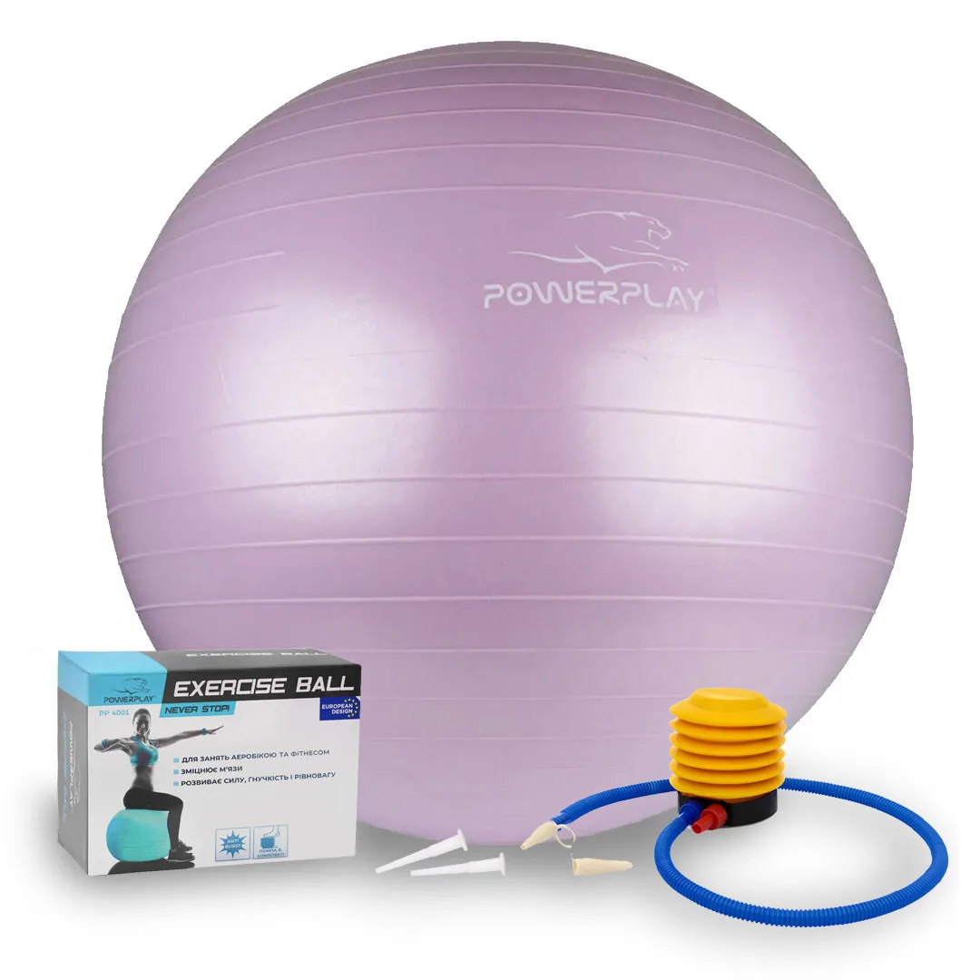 М'яч для фітнесу Active Point PVC 65 см Ліловий з помпою