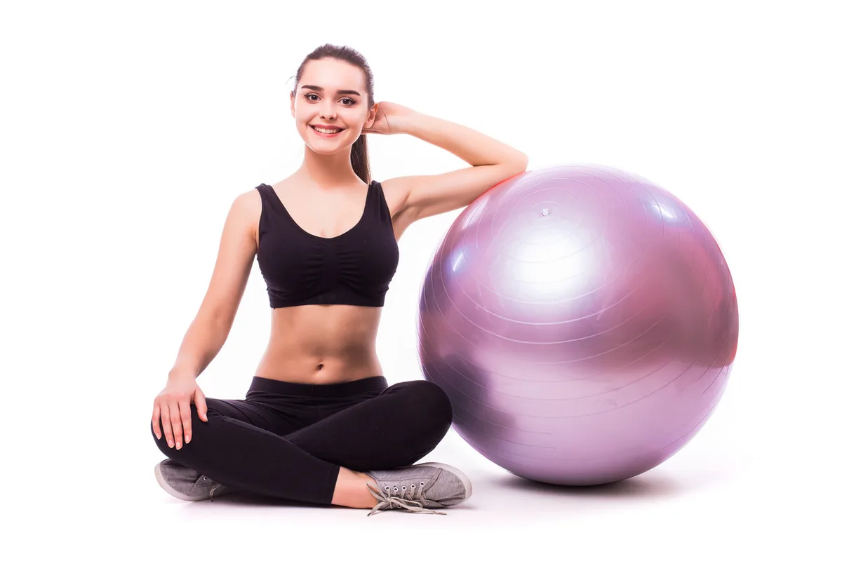 М'яч для фітнесу Active Point PVC 65 см Ліловий з помпою