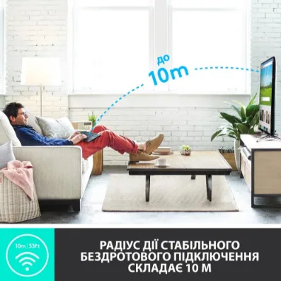 Клавіатура Logitech бездротова мембранна з сенсорною панеллю 139,9х354,3 мм Чорна