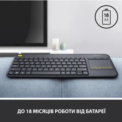 Клавіатура Logitech бездротова мембранна з сенсорною панеллю 139,9х354,3 мм Чорна
