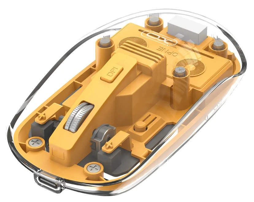 Миша бездротова Bluetooth оптична жовта середня PC+ABS 109х60х30 мм