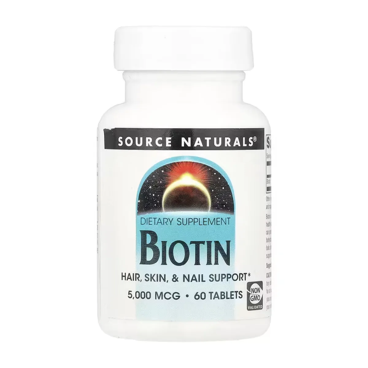 Биотин 5000mcg Source Naturals 60 табл без ГМО для здоровья волос кожи ногтей