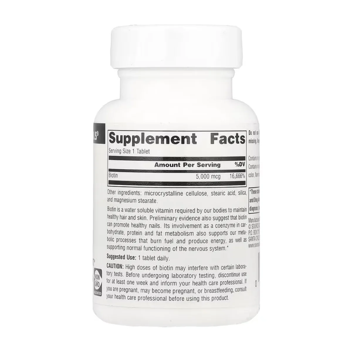 Биотин 5000mcg Source Naturals 60 табл без ГМО для здоровья волос кожи ногтей
