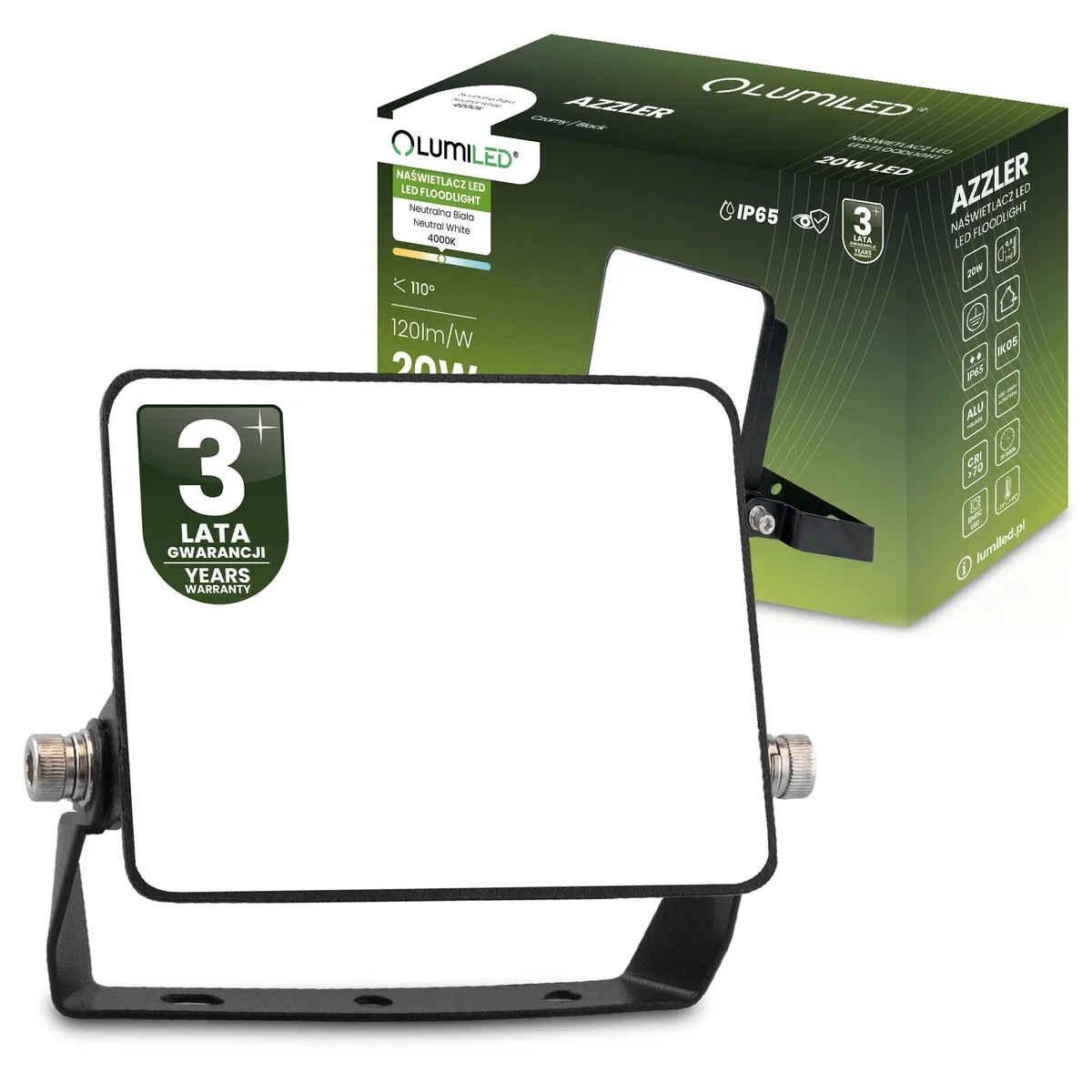 LED-прожектор LumiLED 20W чорний пластик метал 16,18х15,25х5,73 см
