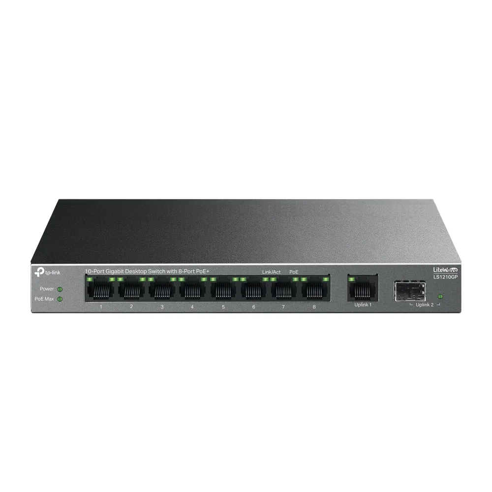 Комутатор TP-LINK 10 портів 8 PoE 61 Вт без вентилятора