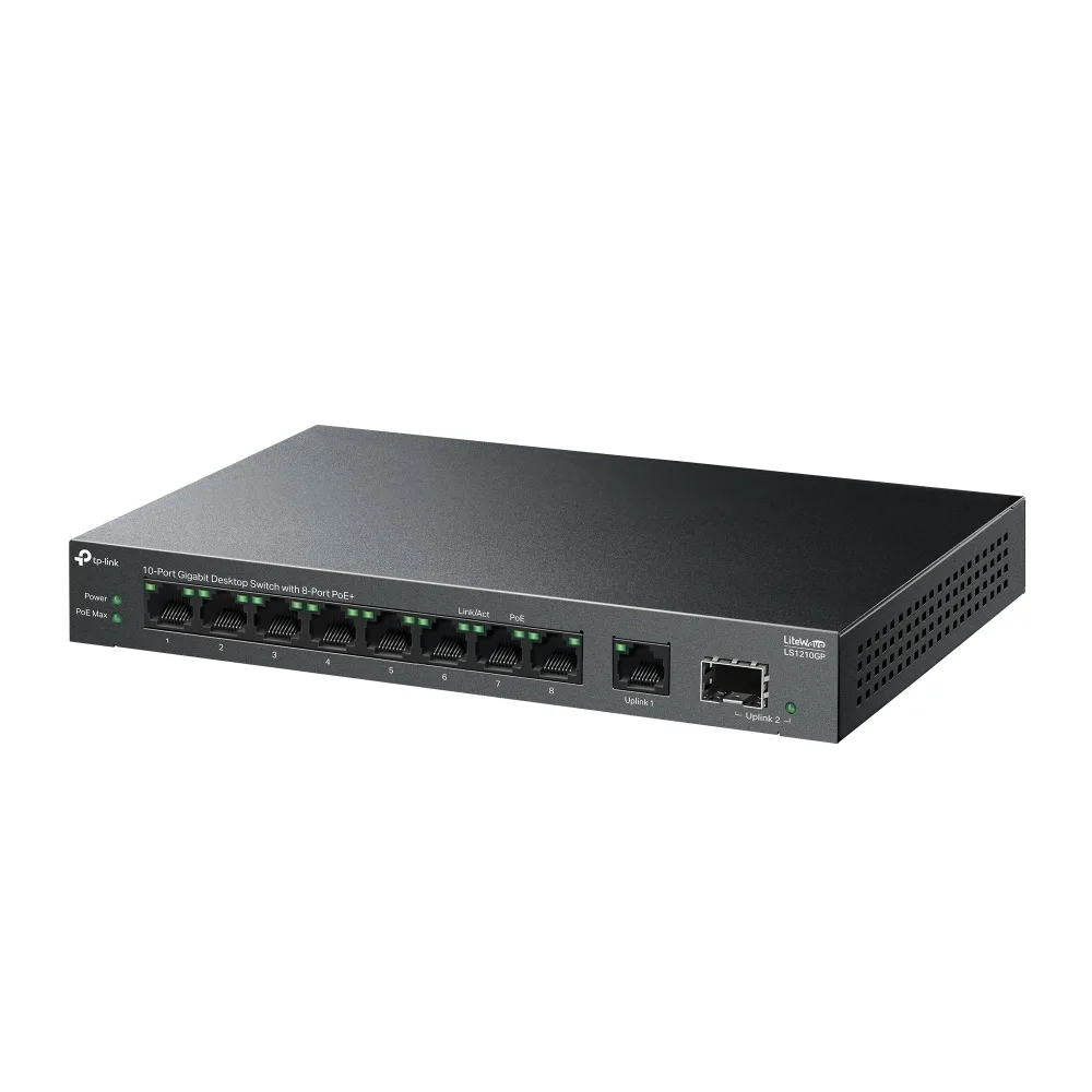 Комутатор TP-LINK 10 портів 8 PoE 61 Вт без вентилятора