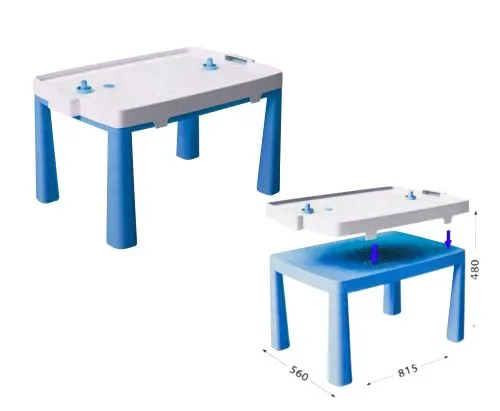 Игровой стол Doloni 2 в 1 с насадкой для аэрохоккея синий 56 х 81,5 х 48 см