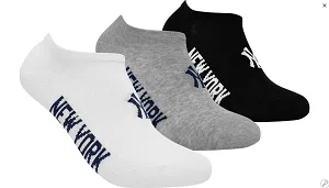 Шкарпетки New York Yankees бавовна 35-38 чорні білі сірі 3 пари