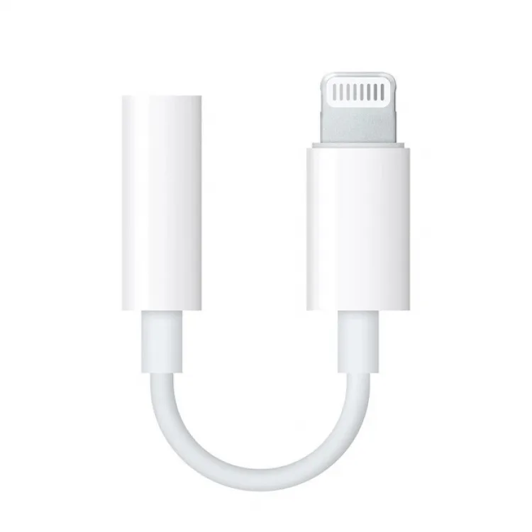 Кабель перехідник силікон 10 см білий Apple Lightning 3,5 мм