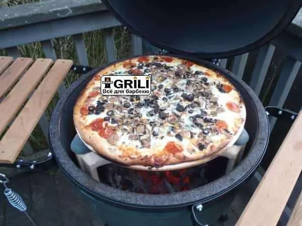 Пласка глиняна форма для випікання Big Green Egg Кераміка 31х31 см Білий