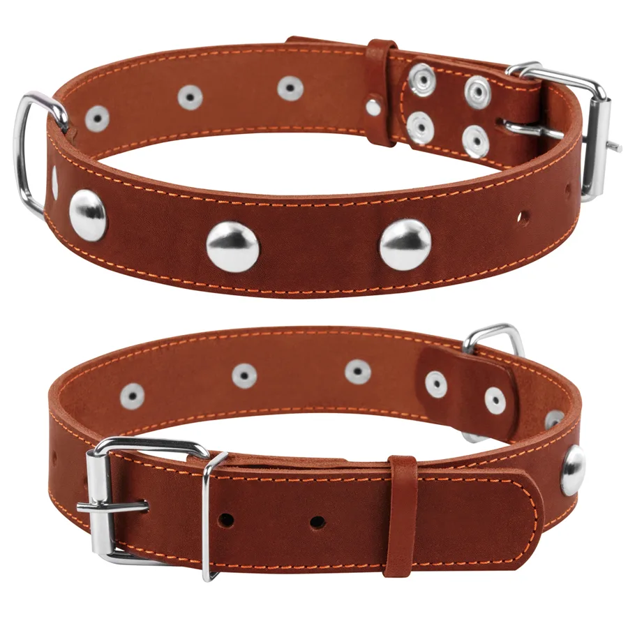 Нашийник одинарний CoLLaR 35мм шкіряний коричневий 48-63 см