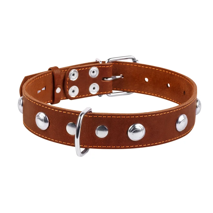 Нашийник одинарний CoLLaR 35мм шкіряний коричневий 48-63 см