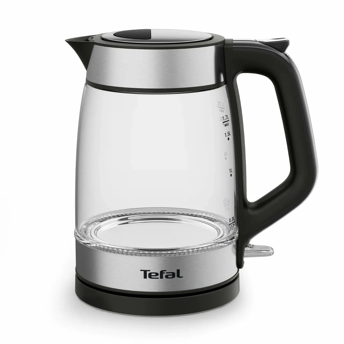 Электрочайник Tefal Стеклянный 17л с подсветкой, черный и серебристый