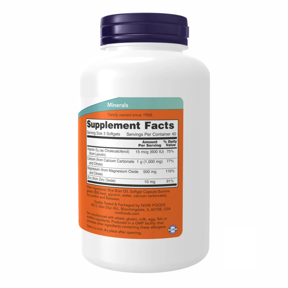 NOW Foods Кальций и Магний с Витамином D-3 и Цинком 120 мягких капсул