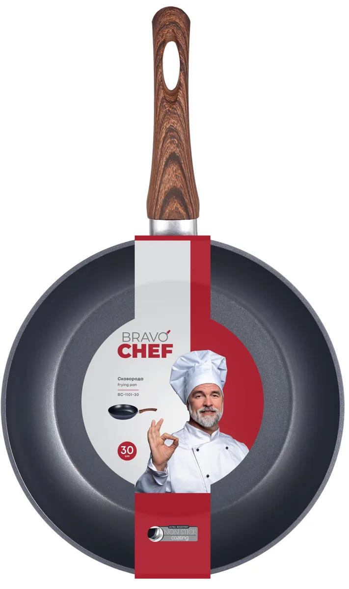 Сковорідка Bravo Chef кований алюміній 30 см чорна