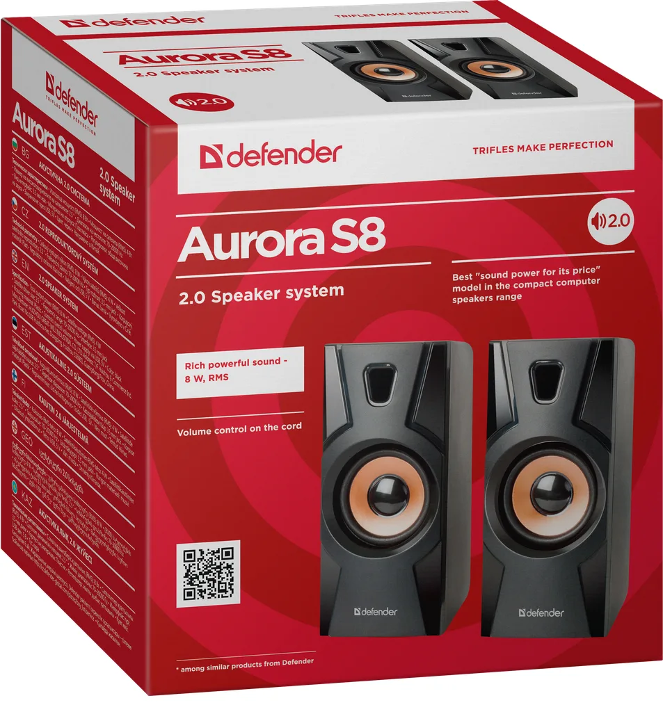 Акустична система Defender пластикова 160х90х175 мм чорна 2.0 8 Вт USB
