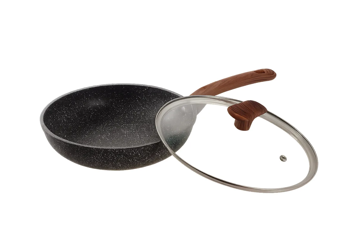 Сковорода Bravo Chef алюмінієва 20 см з кришкою чорна